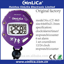 CT-863 cronómetro de memoria dividida, reloj digital de plástico, cronómetro de bicicleta
